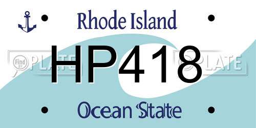HP418 Rhode Island License Plate