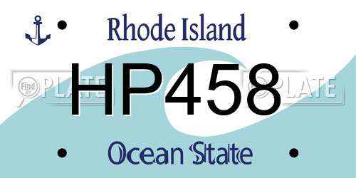 HP458 Rhode Island License Plate