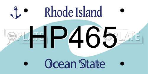 HP465 Rhode Island License Plate