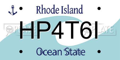 HP4T6I Rhode Island License Plate