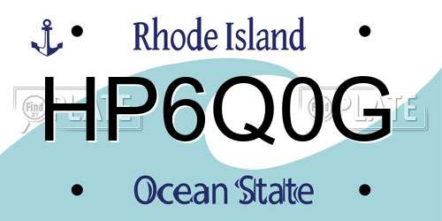 HP6Q0G Rhode Island License Plate