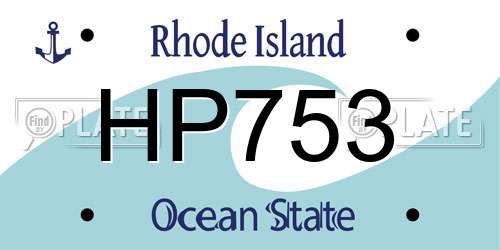 HP753 Rhode Island License Plate