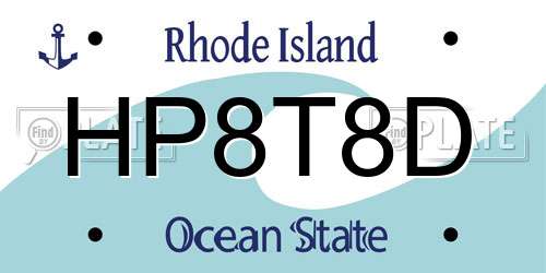 HP8T8D Rhode Island License Plate