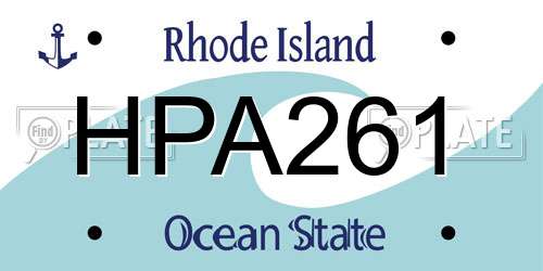 HPA261 Rhode Island License Plate