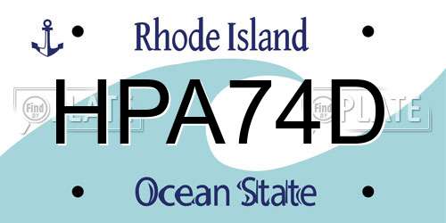 HPA74D Rhode Island License Plate