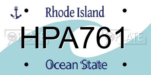 HPA761 Rhode Island License Plate
