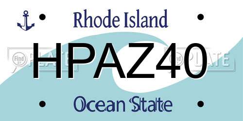 HPAZ40 Rhode Island License Plate