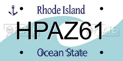 HPAZ61 Rhode Island License Plate