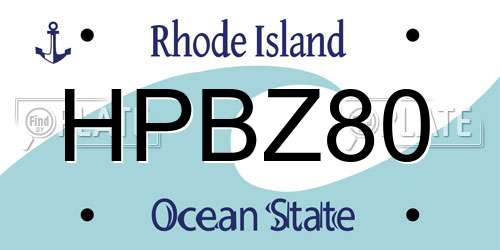 HPBZ80 Rhode Island License Plate