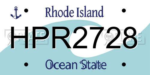 HPR2728 Rhode Island License Plate