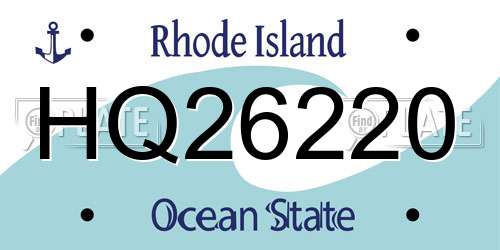 HQ26220 Rhode Island License Plate
