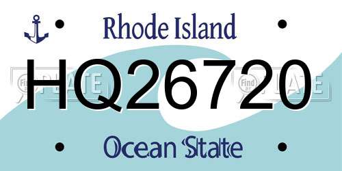 HQ26720 Rhode Island License Plate
