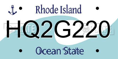HQ2G220 Rhode Island License Plate