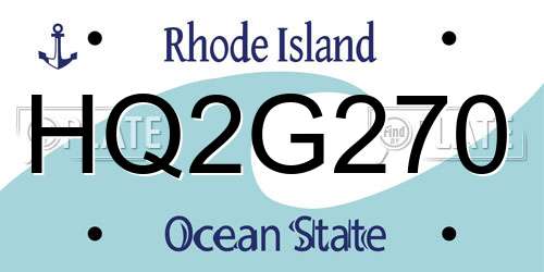 HQ2G270 Rhode Island License Plate