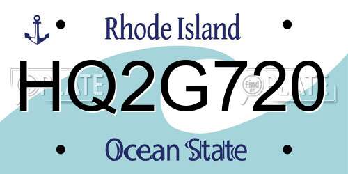 HQ2G720 Rhode Island License Plate