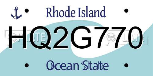 HQ2G770 Rhode Island License Plate
