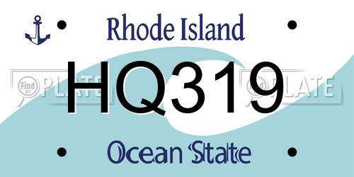 HQ319 Rhode Island License Plate