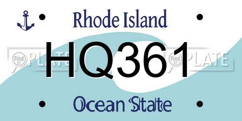 HQ361 Rhode Island License Plate
