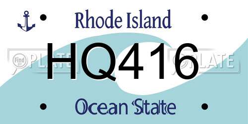 HQ416 Rhode Island License Plate