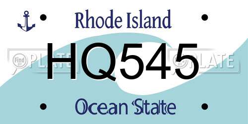 HQ545 Rhode Island License Plate