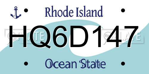 HQ6D147 Rhode Island License Plate