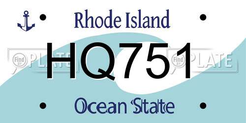 HQ751 Rhode Island License Plate
