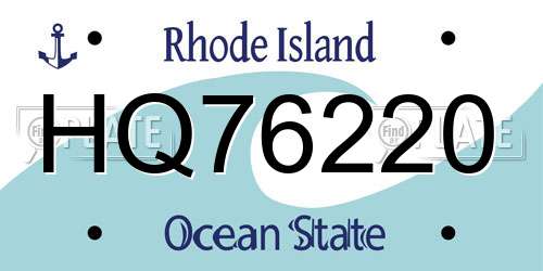 HQ76220 Rhode Island License Plate
