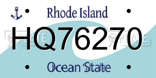 HQ76270 Rhode Island License Plate