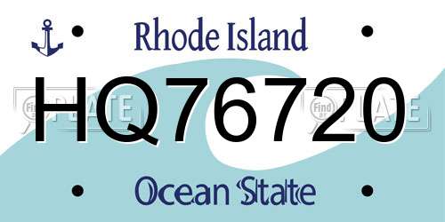 HQ76720 Rhode Island License Plate