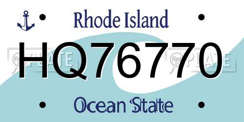 HQ76770 Rhode Island License Plate