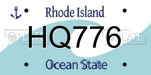 HQ776 Rhode Island License Plate