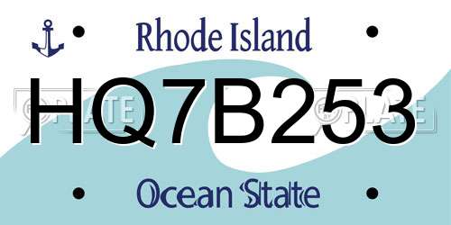 HQ7B253 Rhode Island License Plate