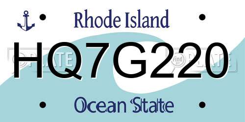 HQ7G220 Rhode Island License Plate