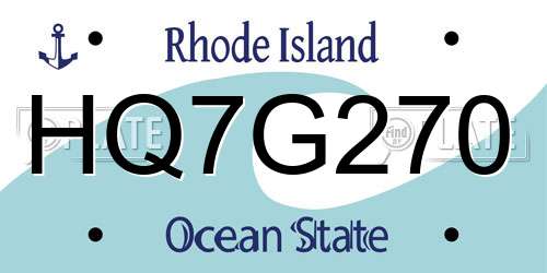 HQ7G270 Rhode Island License Plate