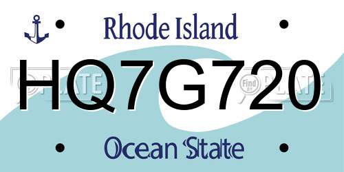 HQ7G720 Rhode Island License Plate