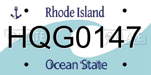 HQG0147 Rhode Island License Plate