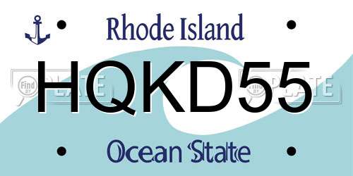 HQKD55 Rhode Island License Plate