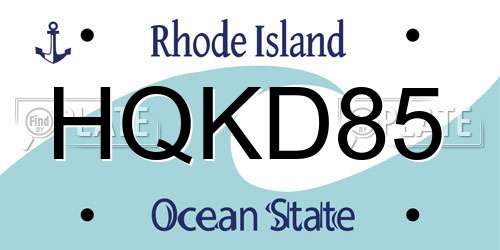 HQKD85 Rhode Island License Plate