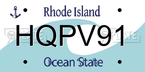 HQPV91 Rhode Island License Plate