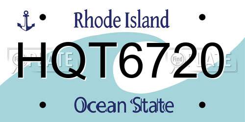 HQT6720 Rhode Island License Plate