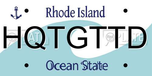 HQTGTTD Rhode Island License Plate