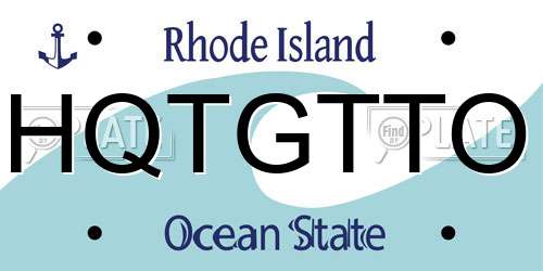 HQTGTTO Rhode Island License Plate