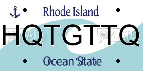 HQTGTTQ Rhode Island License Plate