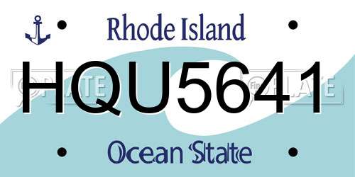 HQU5641 Rhode Island License Plate