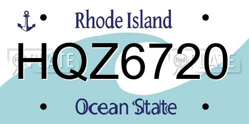 HQZ6720 Rhode Island License Plate