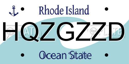 HQZGZZD Rhode Island License Plate