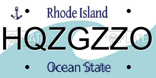 HQZGZZO Rhode Island License Plate