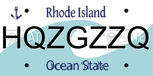 HQZGZZQ Rhode Island License Plate
