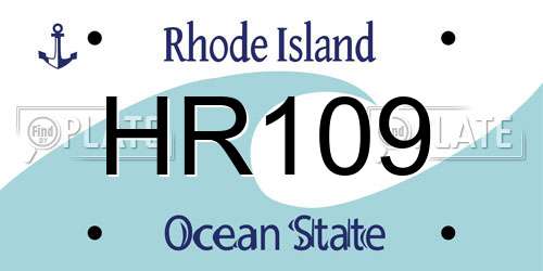 HR109 Rhode Island License Plate