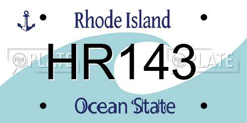 HR143 Rhode Island License Plate